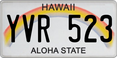 HI license plate YVR523