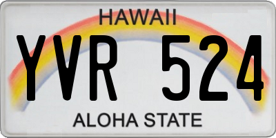 HI license plate YVR524