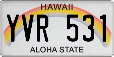 HI license plate YVR531