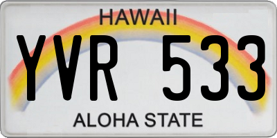 HI license plate YVR533