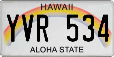 HI license plate YVR534