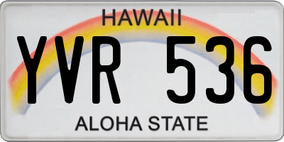 HI license plate YVR536