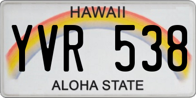 HI license plate YVR538