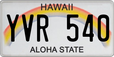 HI license plate YVR540