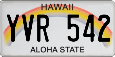 HI license plate YVR542