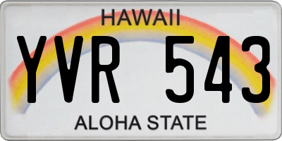 HI license plate YVR543