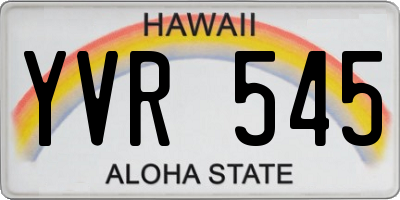 HI license plate YVR545