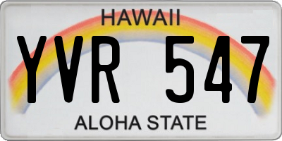 HI license plate YVR547