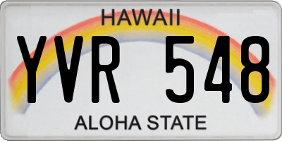 HI license plate YVR548