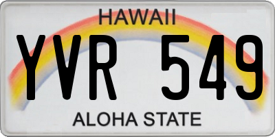 HI license plate YVR549