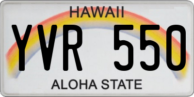 HI license plate YVR550