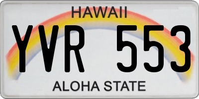 HI license plate YVR553