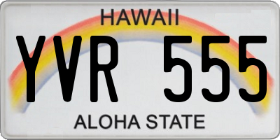HI license plate YVR555