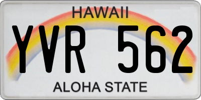 HI license plate YVR562