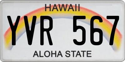 HI license plate YVR567