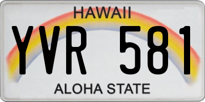 HI license plate YVR581