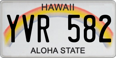 HI license plate YVR582