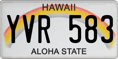 HI license plate YVR583
