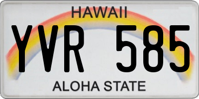 HI license plate YVR585