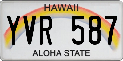 HI license plate YVR587