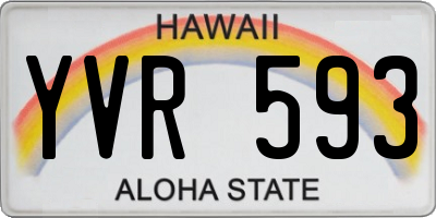 HI license plate YVR593