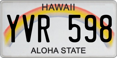 HI license plate YVR598