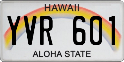 HI license plate YVR601