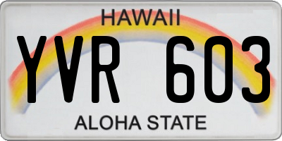 HI license plate YVR603