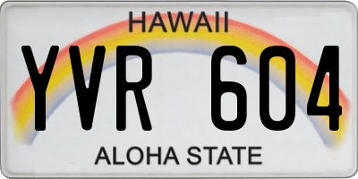 HI license plate YVR604