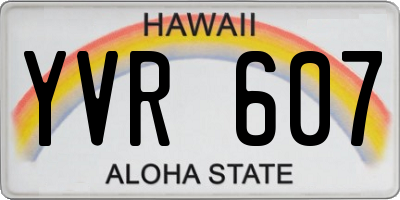 HI license plate YVR607