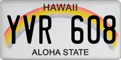 HI license plate YVR608