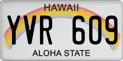 HI license plate YVR609