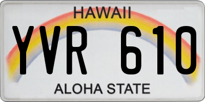 HI license plate YVR610