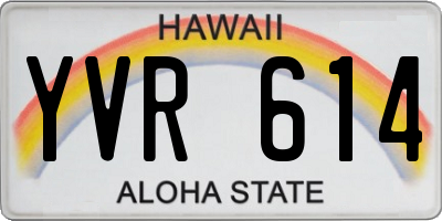 HI license plate YVR614