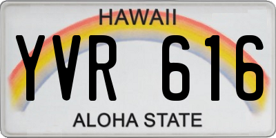HI license plate YVR616