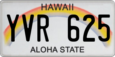 HI license plate YVR625