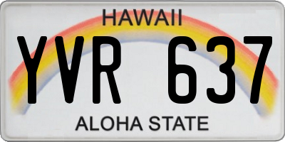 HI license plate YVR637