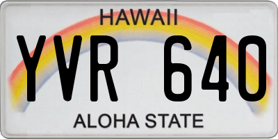 HI license plate YVR640