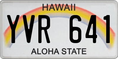 HI license plate YVR641