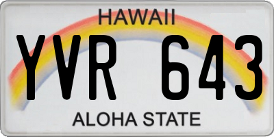 HI license plate YVR643