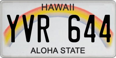 HI license plate YVR644