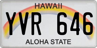 HI license plate YVR646