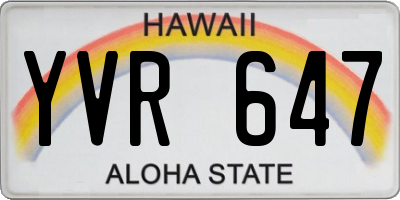 HI license plate YVR647