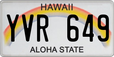 HI license plate YVR649
