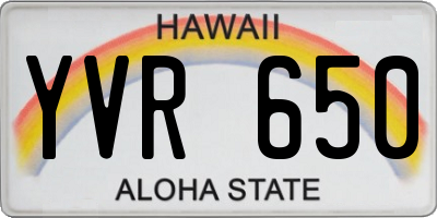 HI license plate YVR650