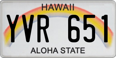 HI license plate YVR651