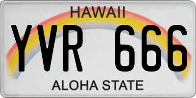 HI license plate YVR666