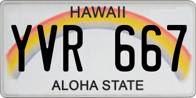 HI license plate YVR667