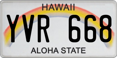 HI license plate YVR668