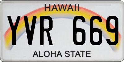 HI license plate YVR669